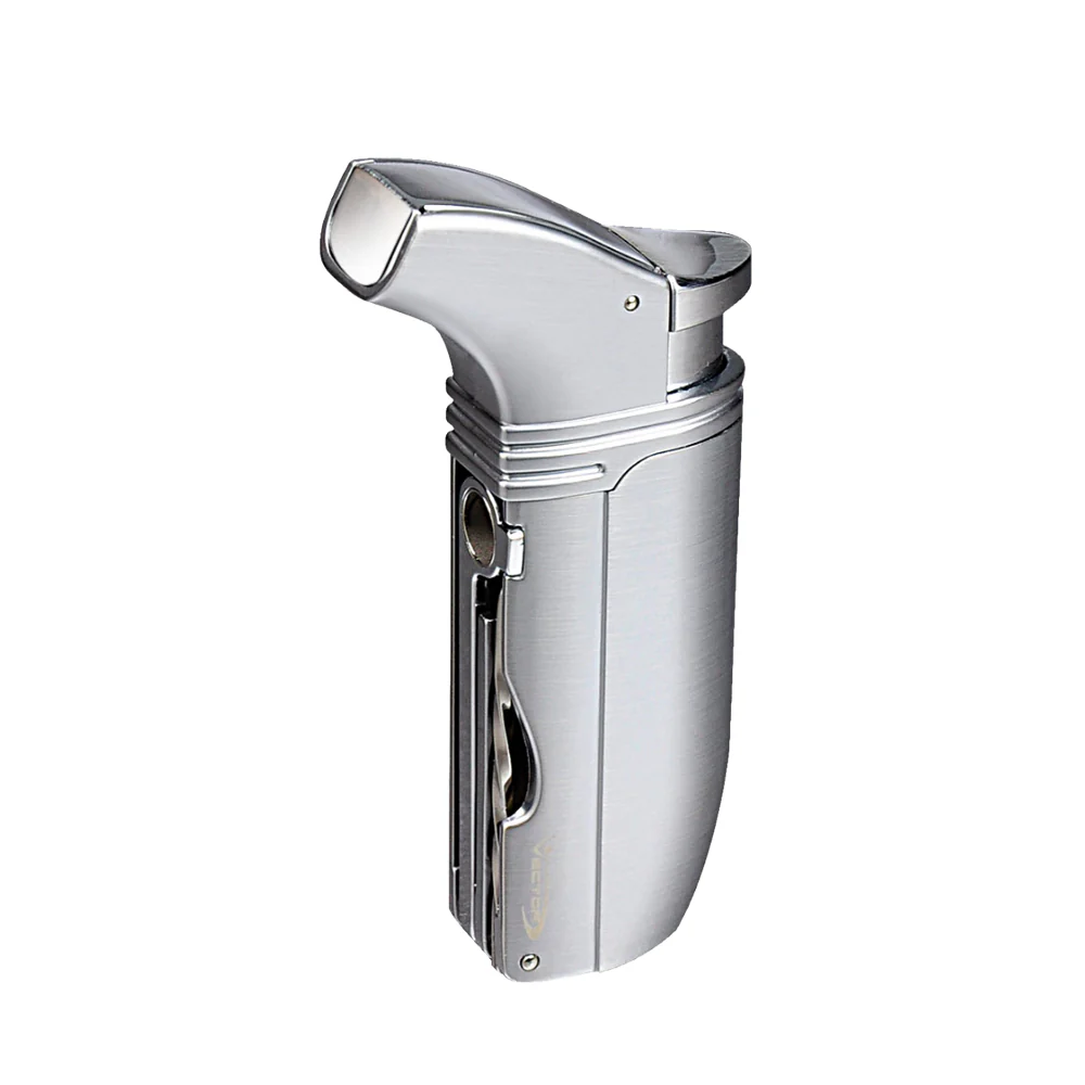 Vector - Arsenal - Double Flame Torch Lighter w/ Punch & Poker - Chrome Satin