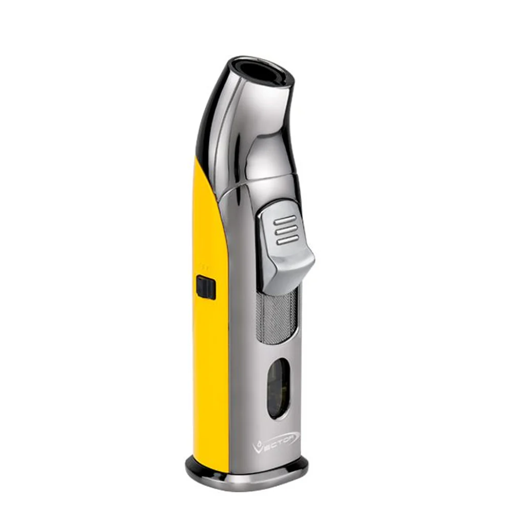 Vector - Aztech - Single Flame Torch Lighter w/ Punch - Yellow Lacquer