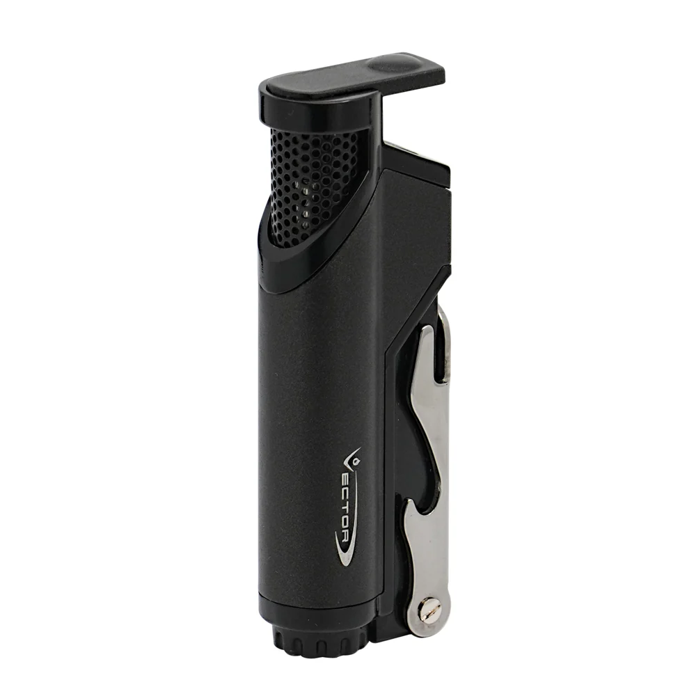 Vector - JetZ - Single Flame Torch Lighter w/ Opener - Metallic Black