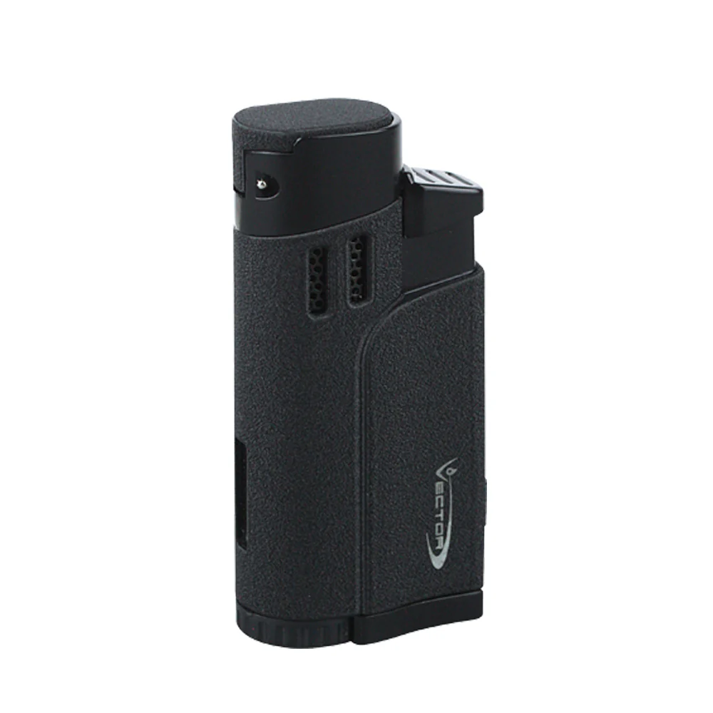 Vector - Throne - Quad Flame Torch Lighter w/ Punch - Black Crackle Matte