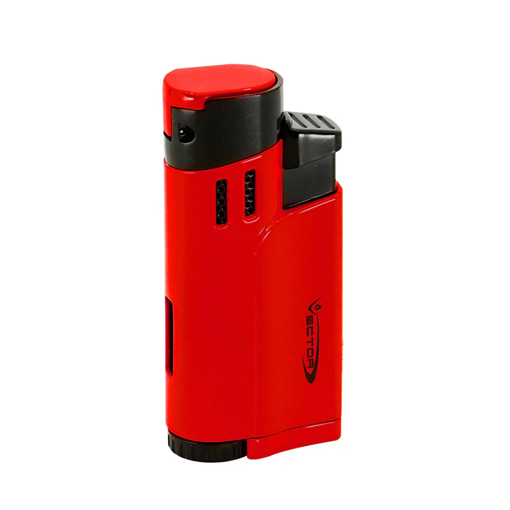Vector - Throne - Quad Flame Torch Lighter w/ Punch - Red Lacquer