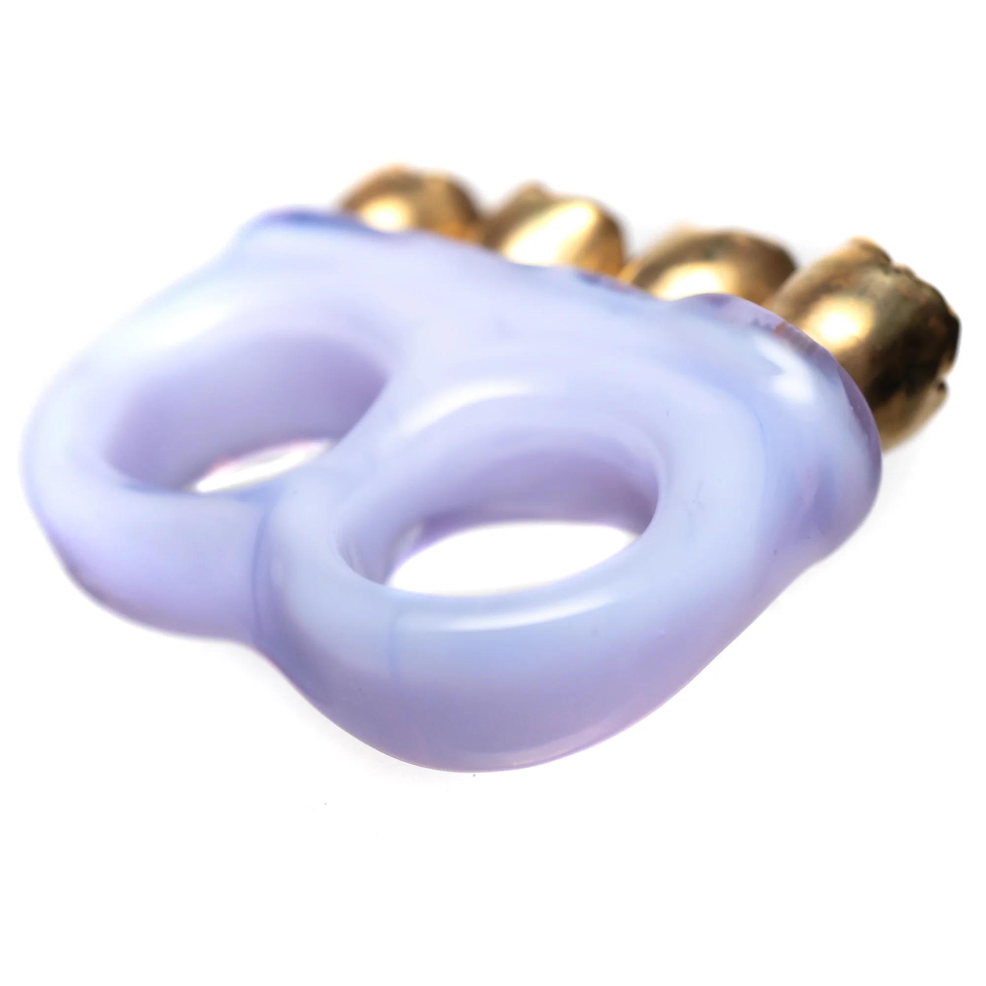 Zii - 2 Finger Ring - Pink w/ Gold Teeth - Image 4